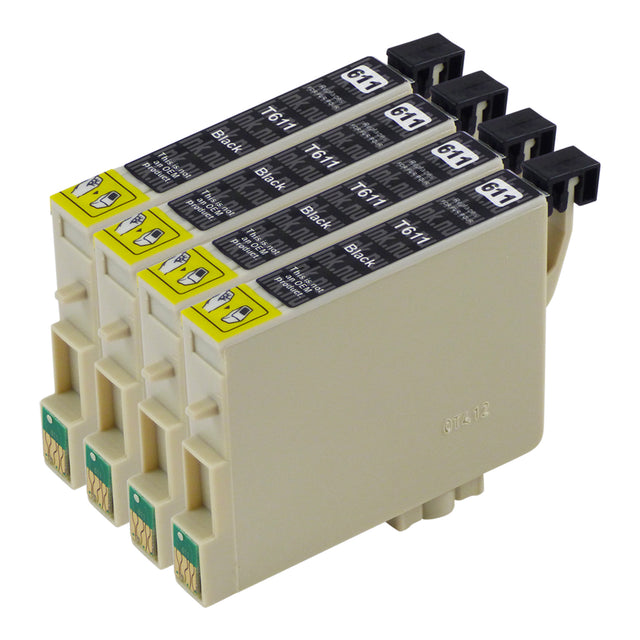 Premium Kompatibel Epson T0611 Svart Bläckpatroner Fyrpack