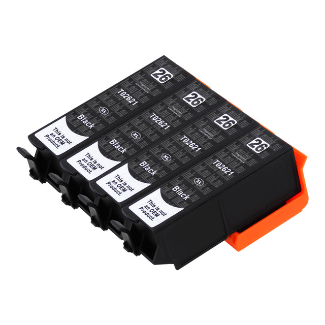 Premium Kompatibel Epson T26XL (T2621) Hög Kapacitet Svart Bläckpatroner Fyrpack