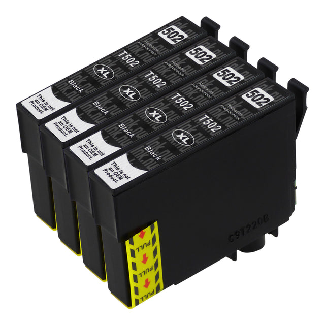 Premium Kompatibel Epson 502XL (T02W1) Hög Kapacitet Svart Bläckpatroner Fyrpack