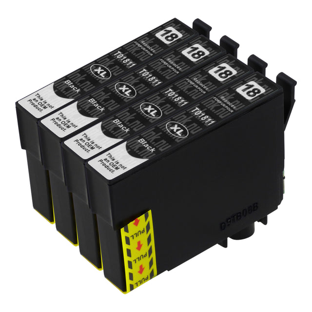 Premium Kompatibel Epson T18XL (T1811) Hög Kapacitet Svart Bläckpatroner Fyrpack