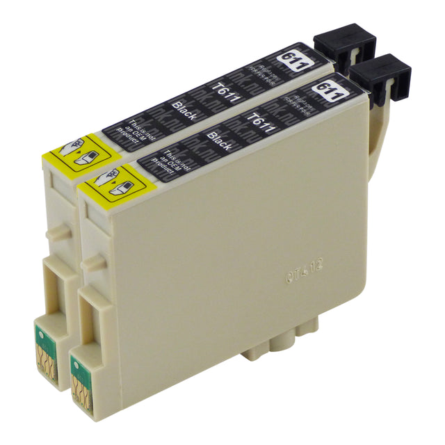 Premium Kompatibel Epson T0611 Svart Bläckpatroner Tvåpack