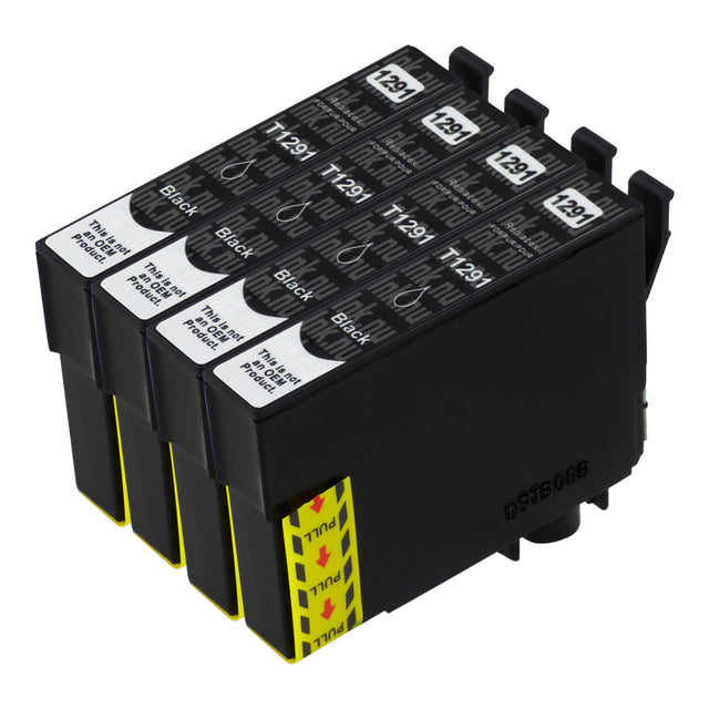 Premium Kompatibel Epson T1291 Hög Kapacitet Svart Bläckpatroner Fyrpack