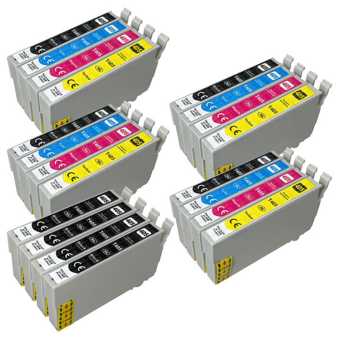 Premium Kompatibel Epson 405XL - STORPACK RABATT (4 Svart & 4 Multipack) - Förpackning med 20 Patroner