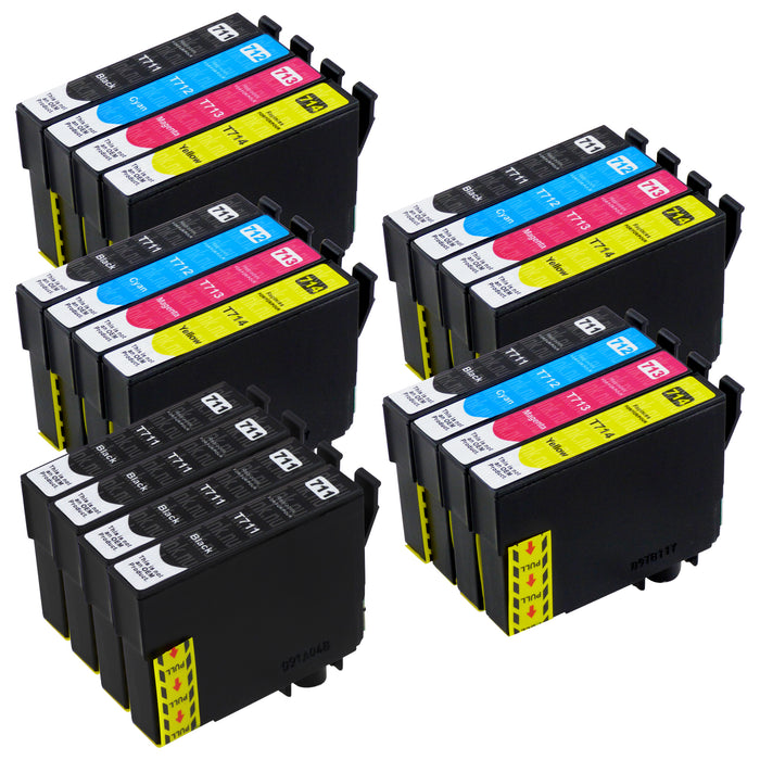 Premium Kompatibel Epson T0711 & T0715 - STORPACK RABATT (4 Svart & 4 Multipack) - Förpackning med 20 Patroner