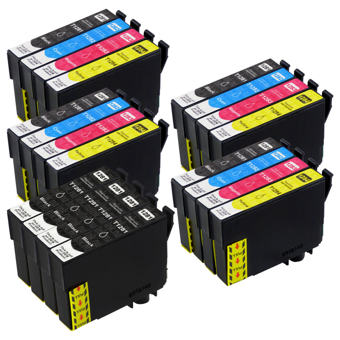 Premium Kompatibel Epson T1281 & T1285 - STORPACK RABATT (4 Svart & 4 Multipack) - Förpackning med 20 Patroner