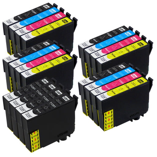 Premium Kompatibel Epson T1291 &T1295 - STORPACK RABATT (4 Svart & 4 Multipack) - Förpackning med 20 Patroner
