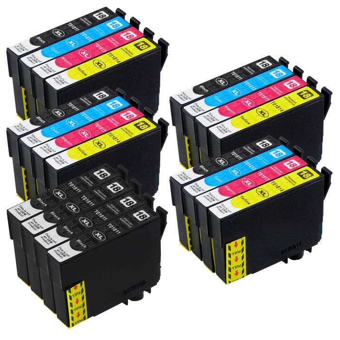 Premium Kompatibel Epson T18XL - STORPACK RABATT (4 Svart & 4 Multipack) - Förpackning med 20 Patroner
