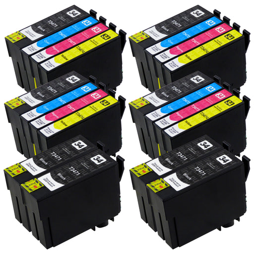Premium kompatibel Epson T34XL - STORPACK RABATT (4 Svart & 4 Multipack) - Förpackning med 20 Patroner